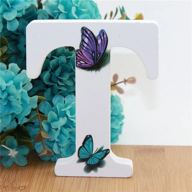 Decorative wooden letter with butterflies