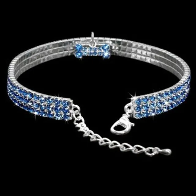 Collar for small and medium sized dogs with rhinestones and pendant