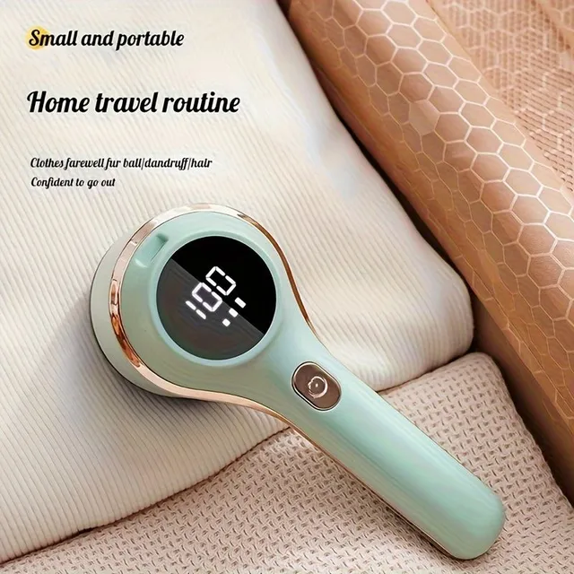 Charging hair remover from USB substances: Portable machine for domestic removal of lumps, hair from sweaters and clothing with fibres
