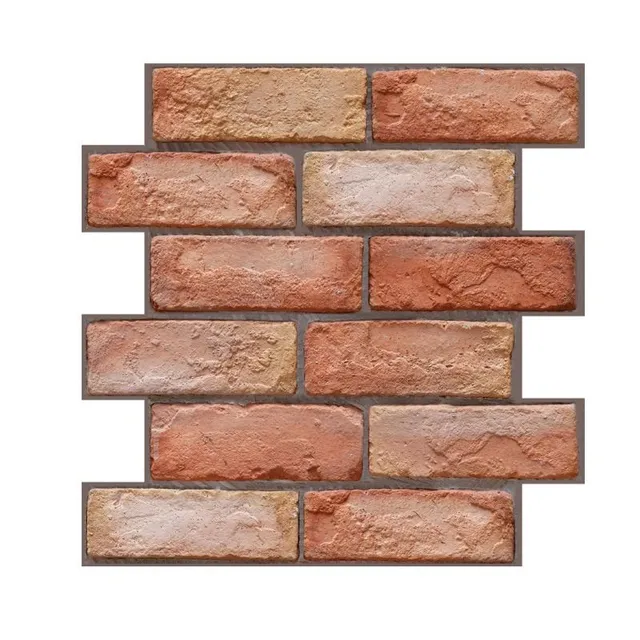 Self-adhesive wallpaper with brick pattern on the wall