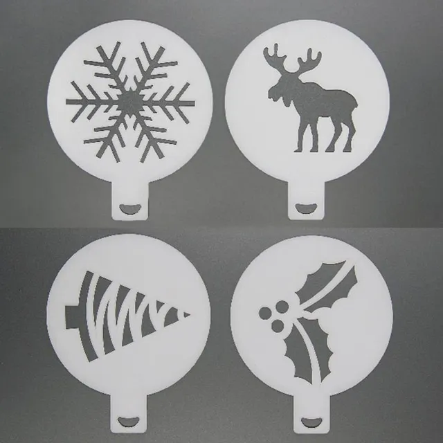 Christmas coffee decorating stencils 4 pcs