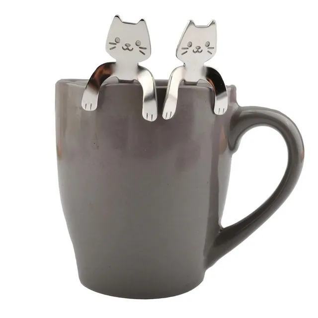 Linguriță de cafea cu pisicuță - 2 bucăți