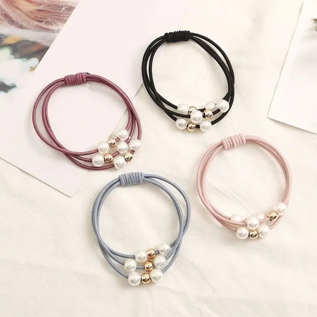 Hair elastics with beads - 4 pcs 1