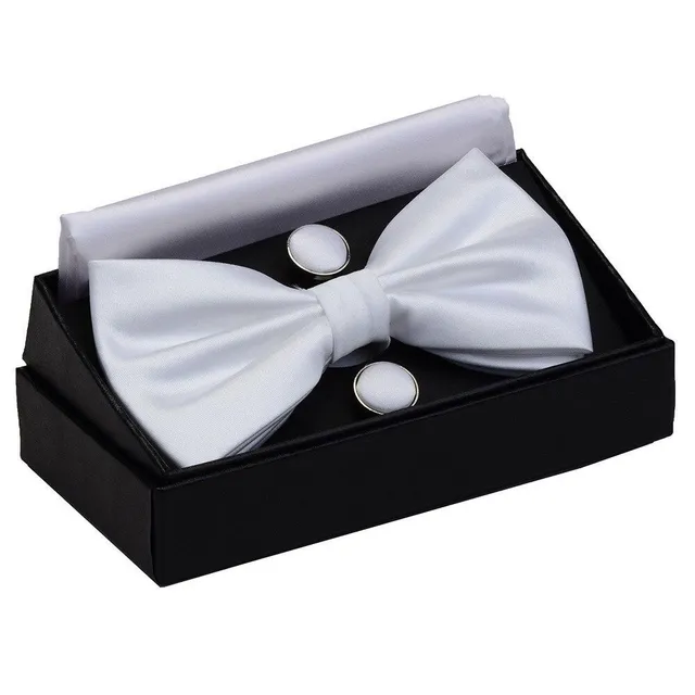 Men's bow tie, handkerchief and cuff links Augustine