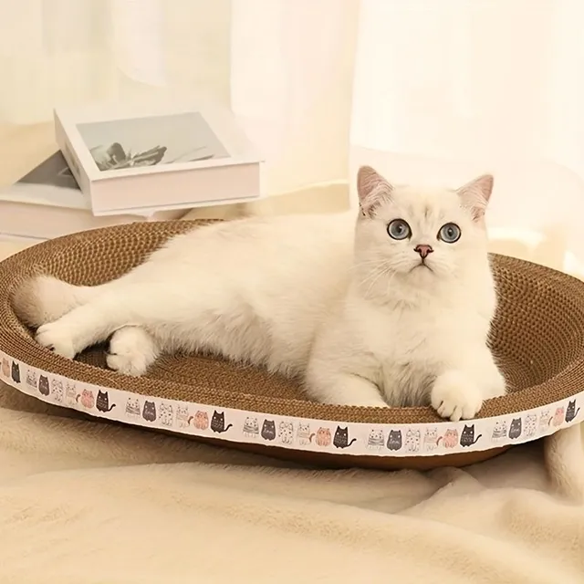 Resistant cardboard scrapers and cozy nest for domestic cats