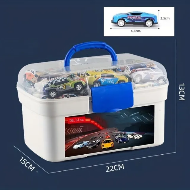 50pcs cars with plastic storage box, mini metal cars for kids