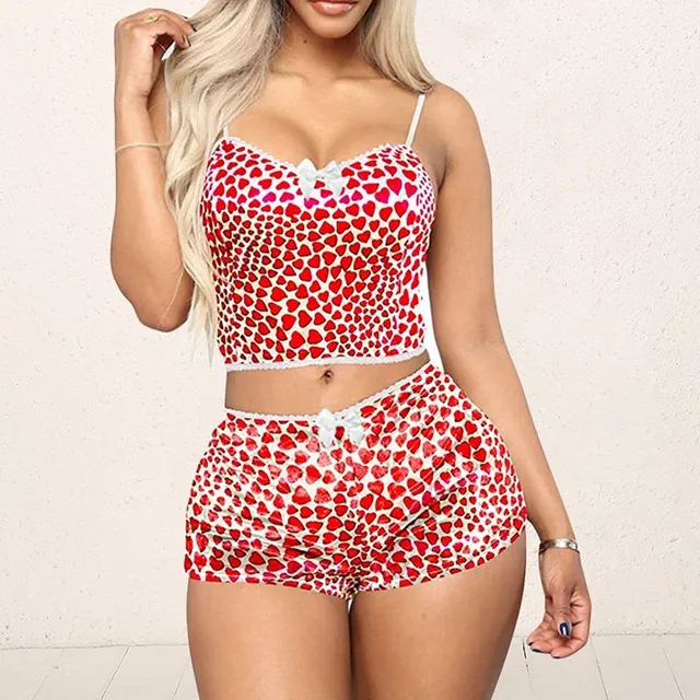 Ladies summer pyjama set with top and shorts Red Heart M