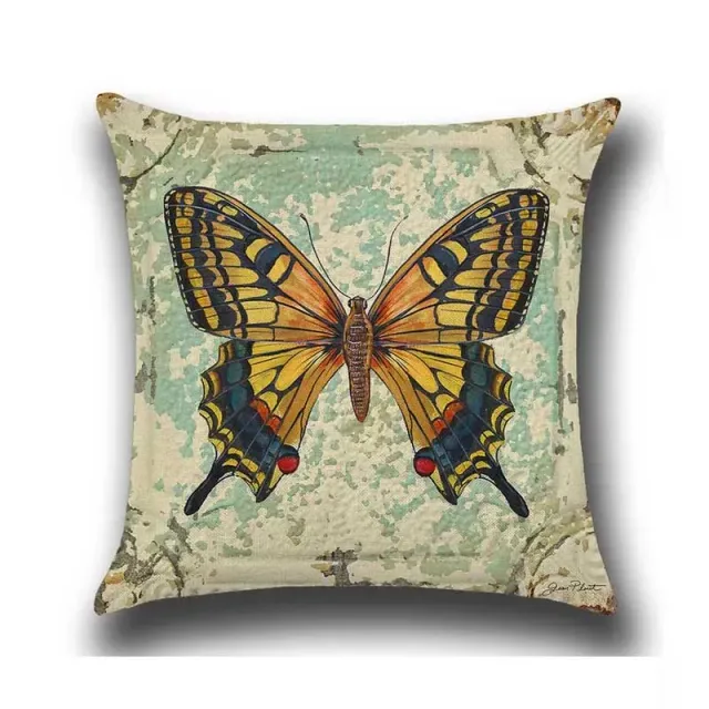 Housse de coussin rétro avec motif de papillon 45*45 cm pour décoration