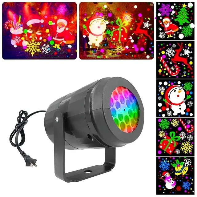 Christmas snowflake laser projector, rotating LED lights on stage, lighting outdoor gardens for holidays