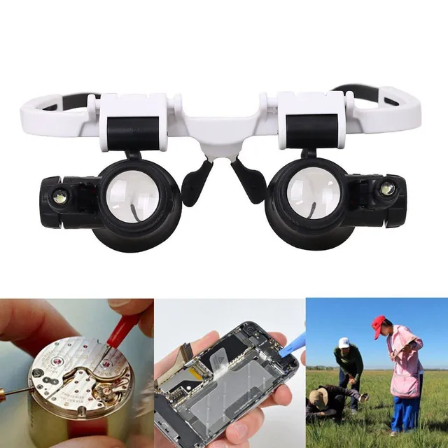 Magnifying glasses with microscopic magnifying glass and LED light