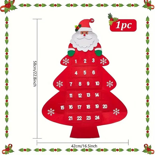 Felt Christmas Christmas Christmas Advent calendar on wall with decorations for holiday season and new year