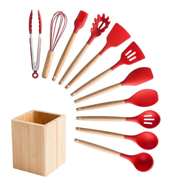 Kitchen utensils set in stand 12 pcs