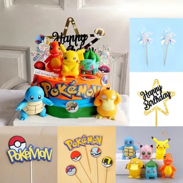 Cute Kids Pokemon Party Set with Punches and Decorations for Cake