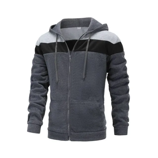 Men's colourful zipped hoodie with hood, zip and drawstring