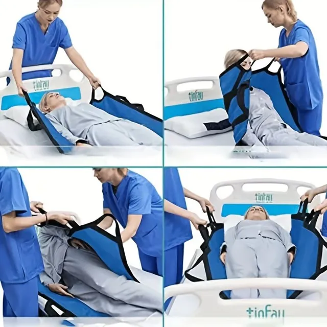 Insoluble bed positioning pad with reinforced handles