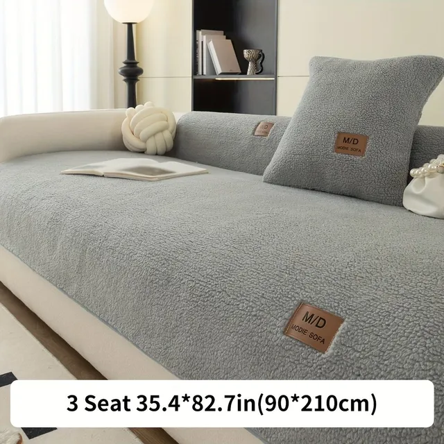 Plush sofa cover with anti-slip and reinforcement