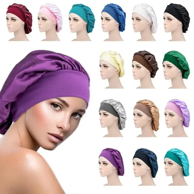 Special satin cap for sleeping against tangled long hair and hair extensions - more colors