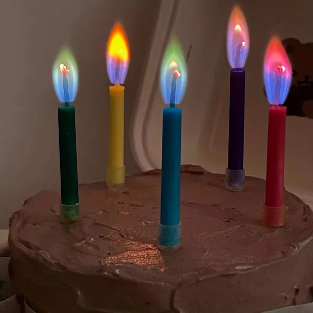 6 bougies d'anniversaire avec flamme colorée - décoration pour gâteau et fête