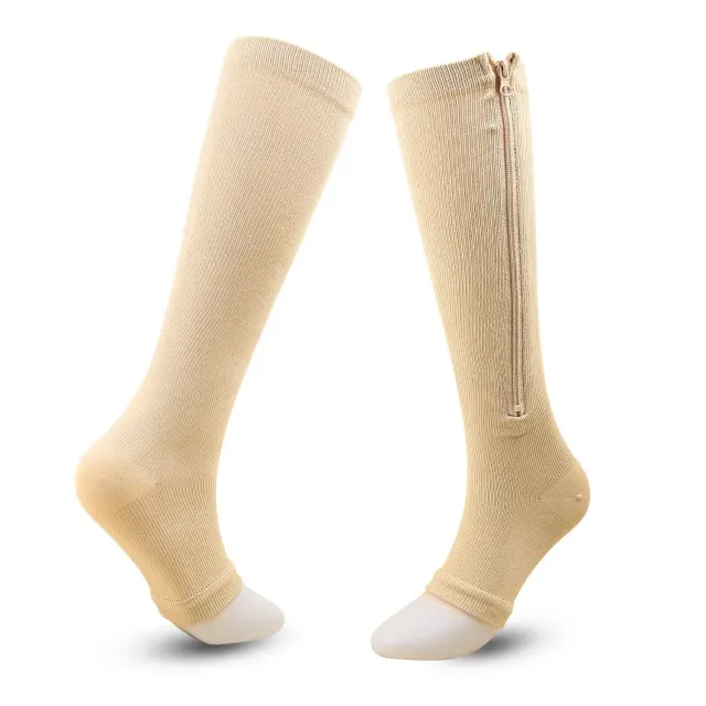 Sports compression socks with zipper for women against varicose veins