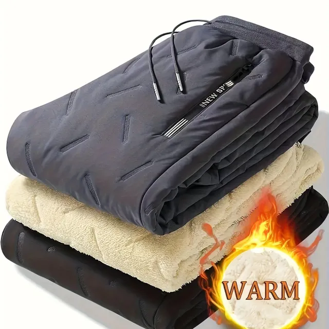 Male winter fleece pants with warm lining - Outdoor sports hiking pants, warm sweatpants