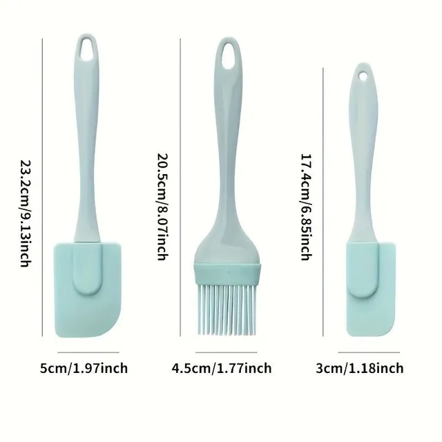 Set de 3 spatule din silicon și pensule pentru ulei - ideale pentru coacere și gătit