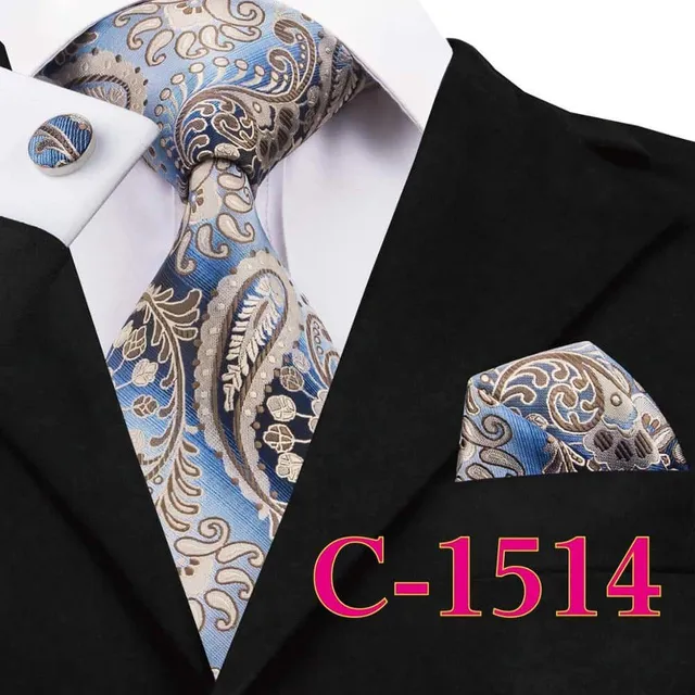 Men's luxury set with pattern | Tie, Handkerchief, Cufflinks