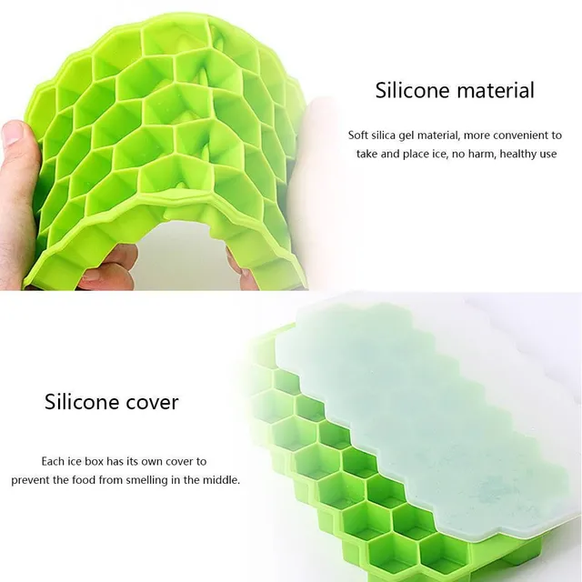 Formă de silicon pentru cuburi de gheață cu capac 37 sloturi - Fabricant de gheață casnic