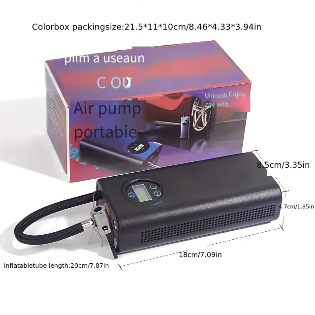 Portable air compressor with digital pressure gauge for car and motorcycle