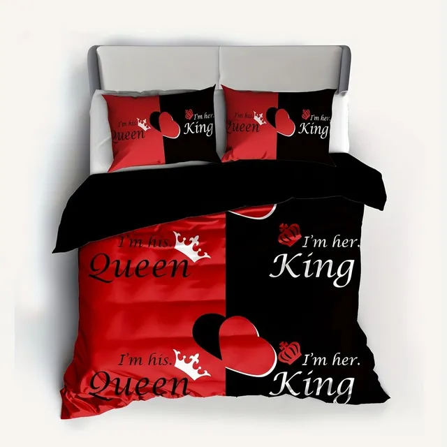 3-part soft and comfortable set of sheets with digital printing of crown and password Q&K