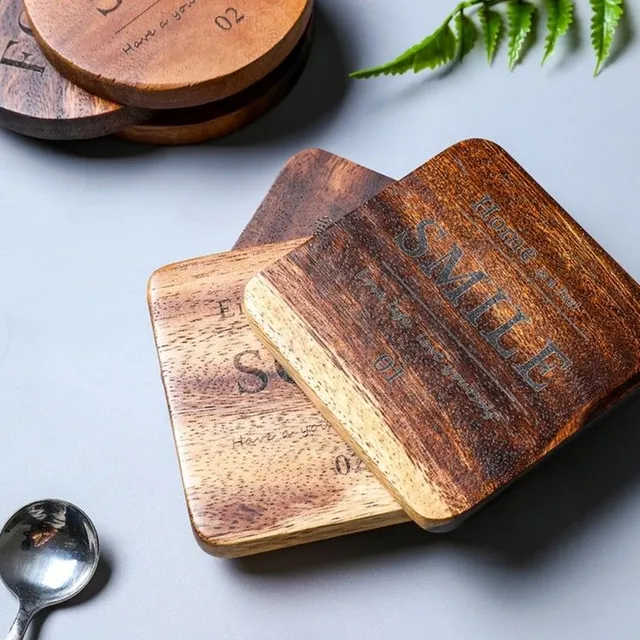 Wooden coaster with inscription