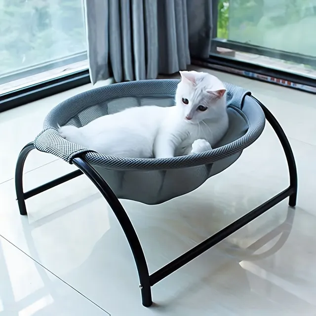 Prodyšný a vyvýšený pelíšek pro kočky - Odnímatelná a pratelná síťovaná hamaka