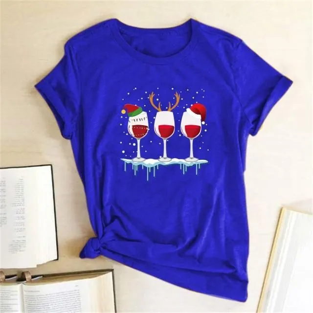 T-shirt de Noël avec vin