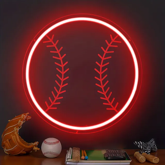 Lumină neon baseball pentru dormitor - Reglabilă, Cu LED baseball, Decor de perete - Lampă - Pentru dormitor, Peștera bărbătească, Petrecere, Decorațiuni interioare
