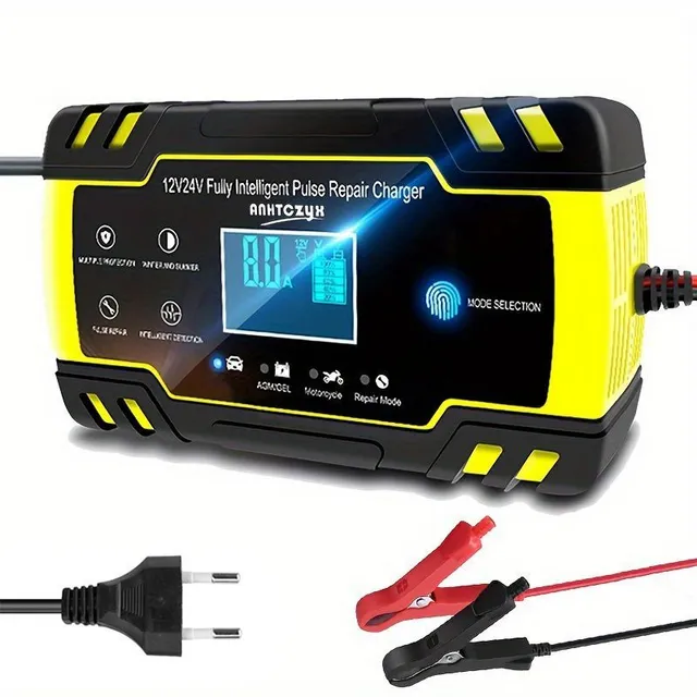 Car battery charger 8A 12V/24V - Smart, fully automatic, retains and recharges batteries AGM, GEL, lead acid