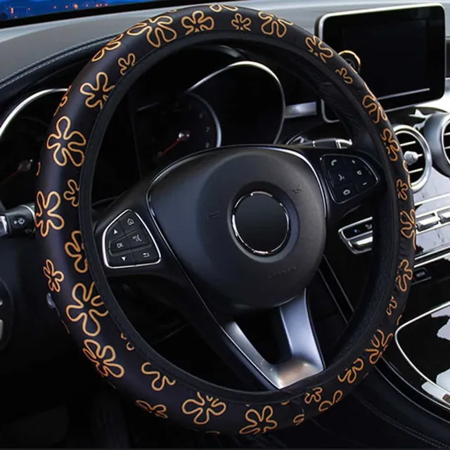 Elastic steering wheel cover with pattern