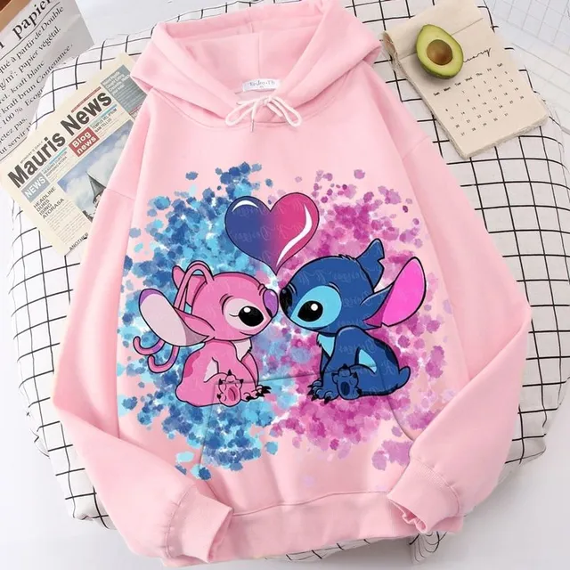 Detská dizajnová mikina s kapucňou s potlačou Stitch