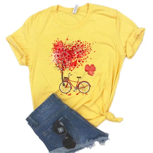Women's Fashion T-shirt in various colors and with different patterns T203A-Yellow M