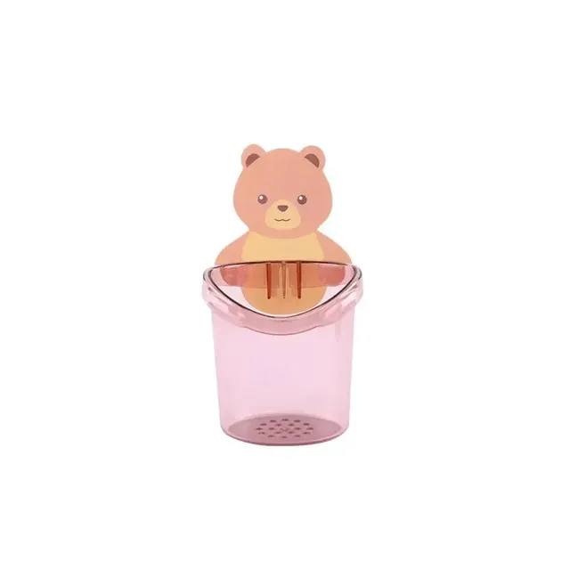 Pink cute bear toothbrush holder and paste