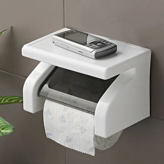 Toilet paper holder with shelf