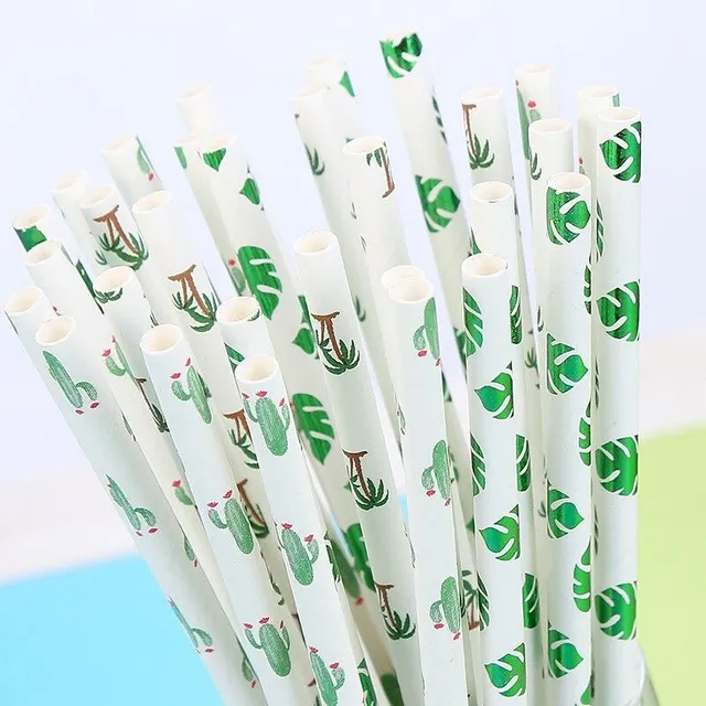 Paper straw with pattern 25 pieces C74