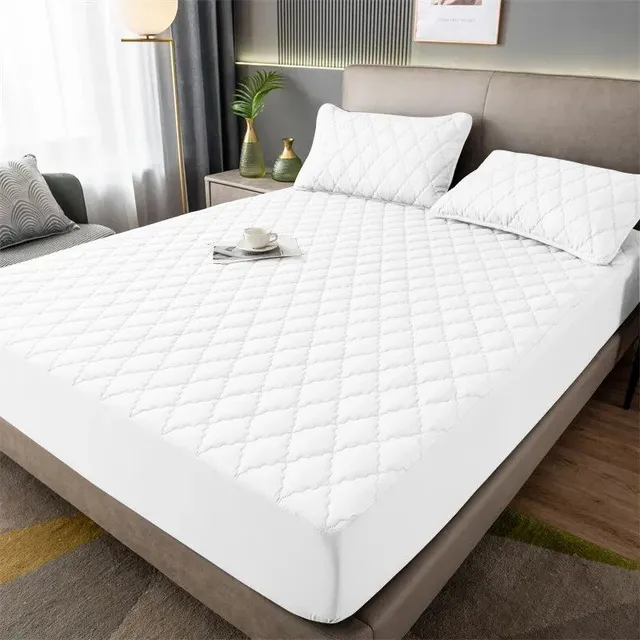 Waterproof mattress protector with rough padding and pleasant household fabric