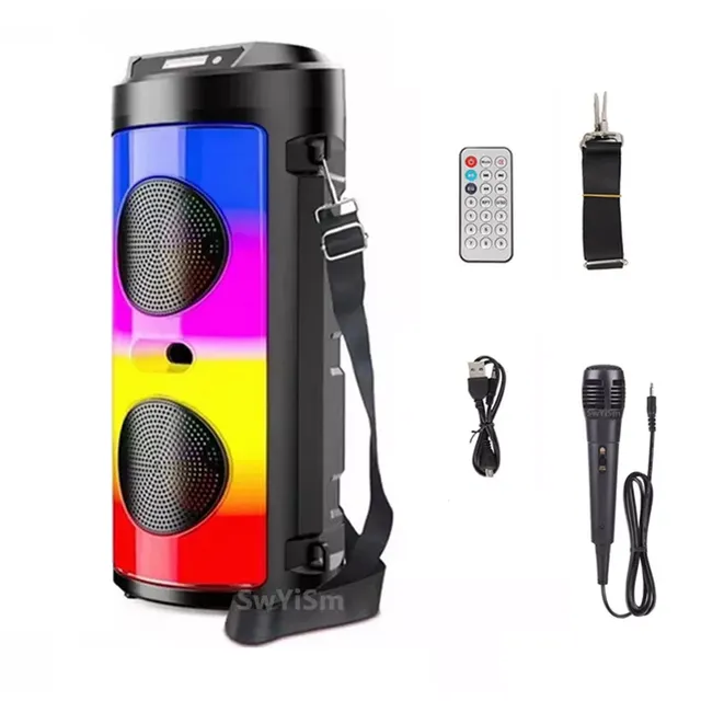 30W Bezdrátový Bluetooth reproduktor s mikrofonem pro karaoke