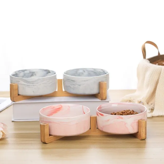 Ceramic bowls for cats with stand