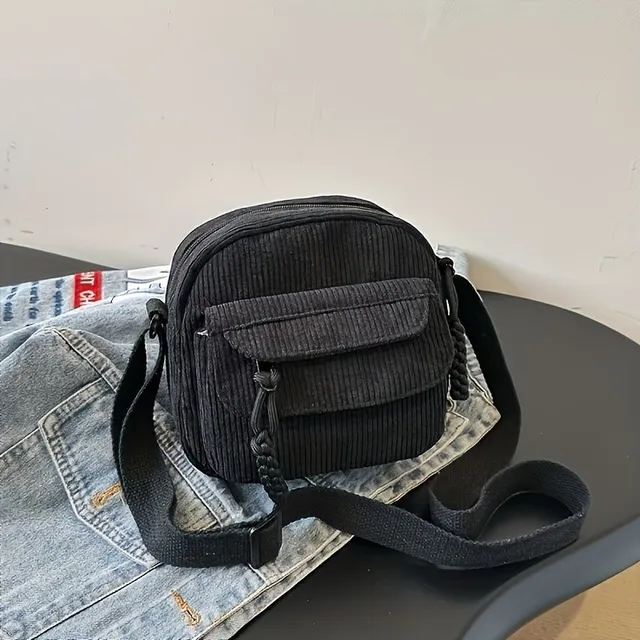 Dámská crossbody kabelka v harajuku stylu - pohodlná, z odolného corduroyu