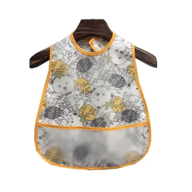 Children's impervious adjustable cotton bib with cartoon motifs