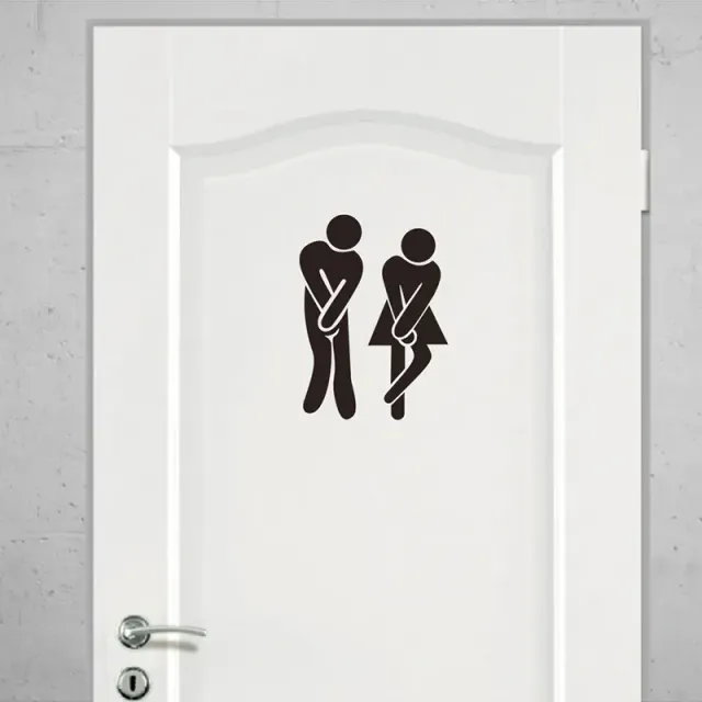 Funny set of stickers for toilet doors - division of women's and men's toilets, black color