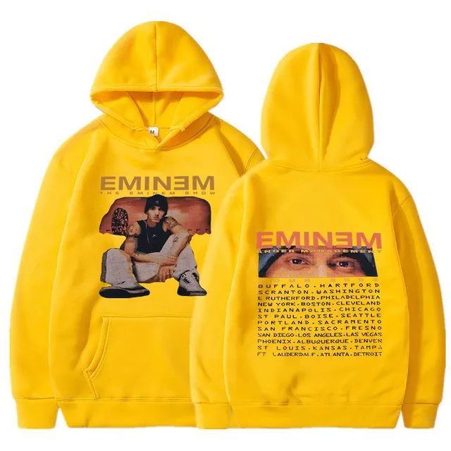 Trends sweatshirt with kangaroo and hood with print of known rapper EMINEM