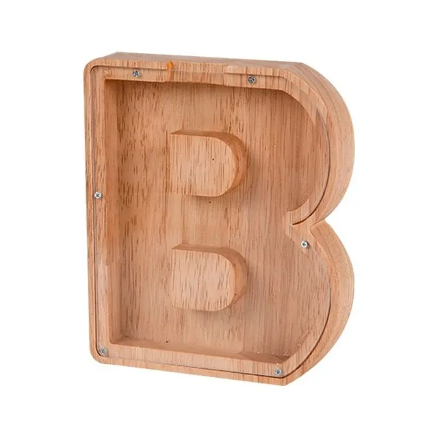 Luxusní dřevěná pokladnička ve tvaru písmene s prosklenou přední stranou