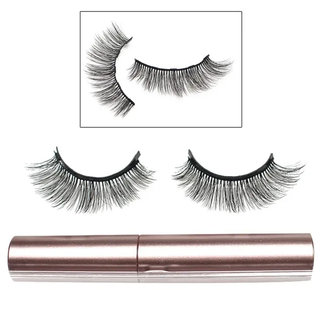 Set of a pair of magnetic false eyelashes and liquid eyeliner