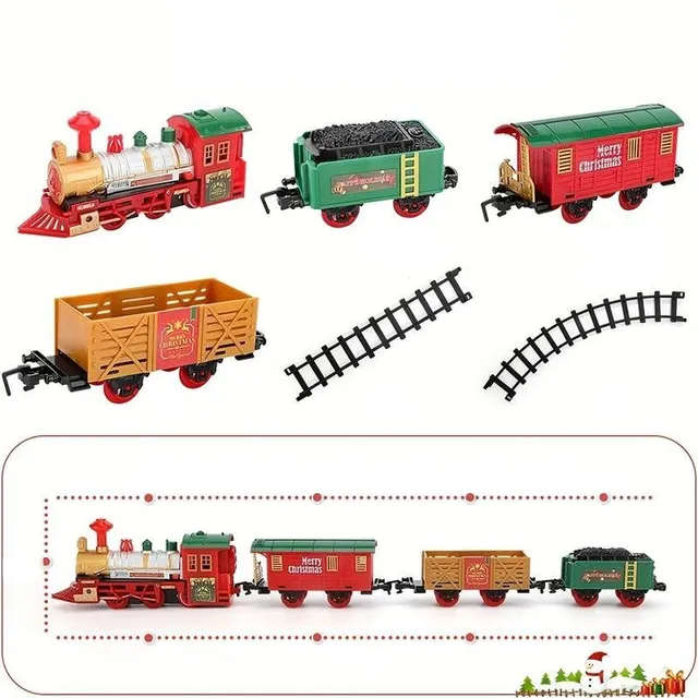 Christmas train set with electric drive around the tree for children - Sound effects, wagons and tracks - Toys for boys and girls - Ideal Christmas gift, Halloween and Thanksgiving